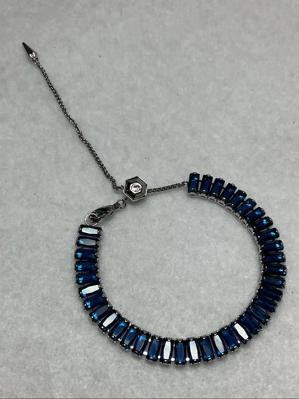 Origami Owl Silver Bracelet with Deep Blue Rectangular Stones